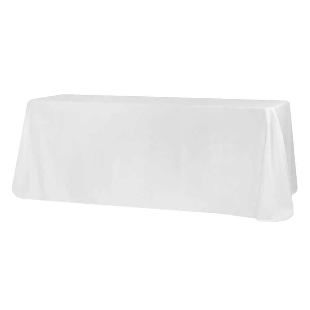 90"x132" Rectangular Oblong Polyester Tablecloth - White