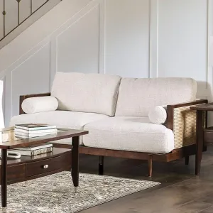 ALESUND Loveseat, Beige/Walnut