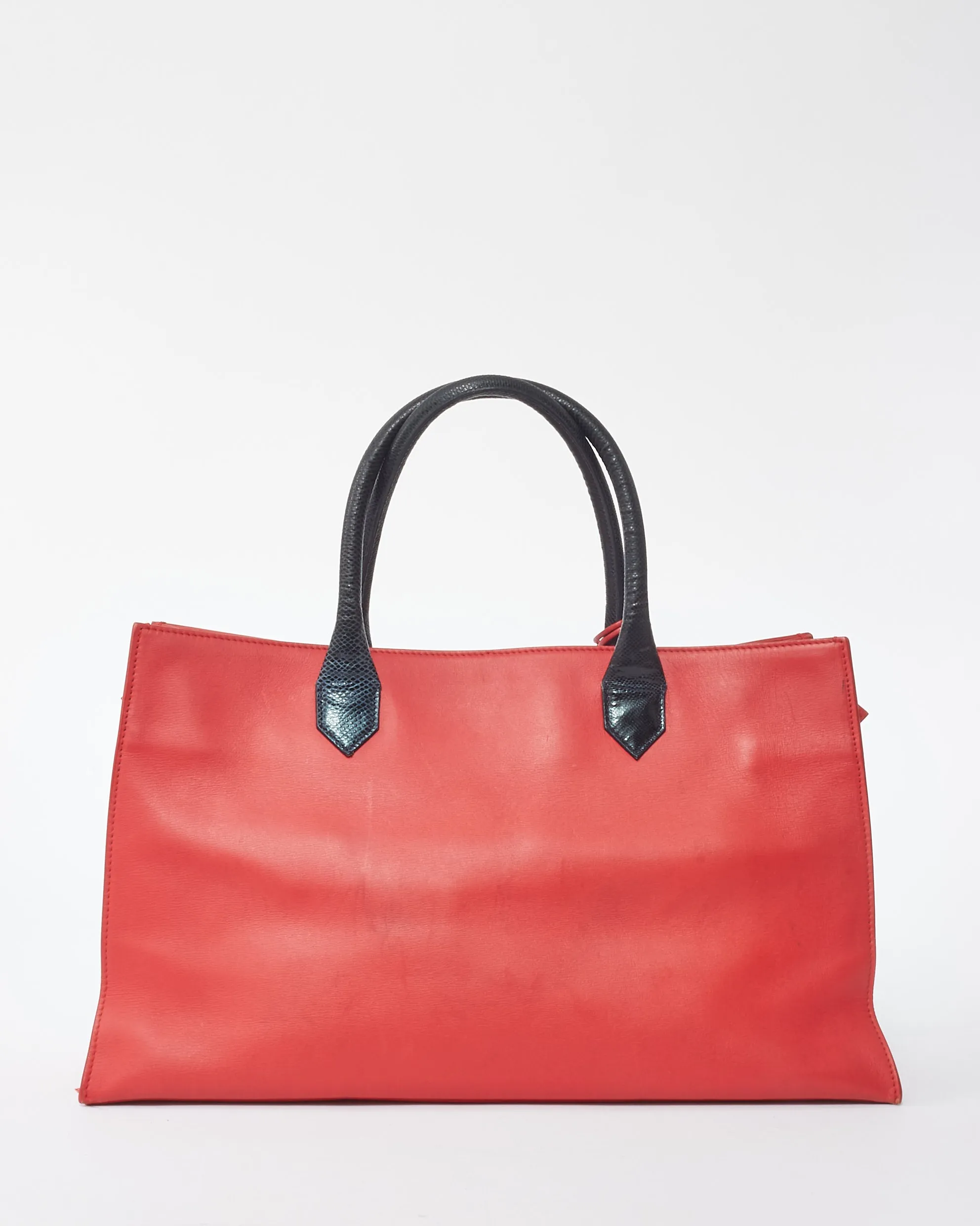 Balenciaga Red Leather Padlock Nude Work S Top Handle Bag