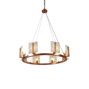 Brass Alabaster Halo Chandelier