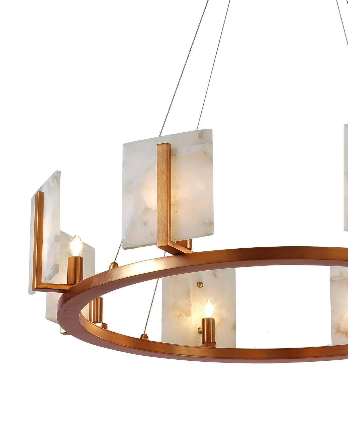 Brass Alabaster Halo Chandelier