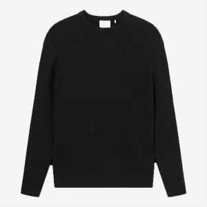 Cone Wool Rib Knit Sweater - Black