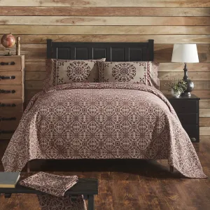 Custom House Burgundy Tan Jacquard Coverlet Collection