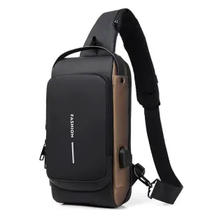 deanwangkt Cross-Border Motorcycle Bag Password Anti-Theft Chest Bag Men's Shoulder Bag Large Capacity Casual Men's Bag Multi-Functional Messenger Bag Fashion