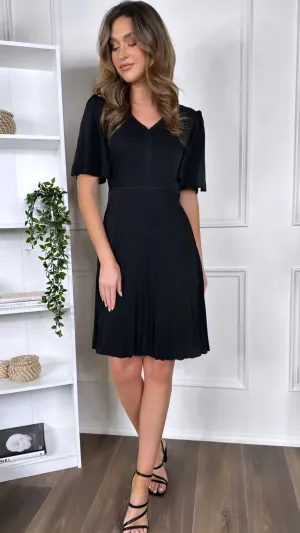 Dervilia Black V Neckline Mini Dress