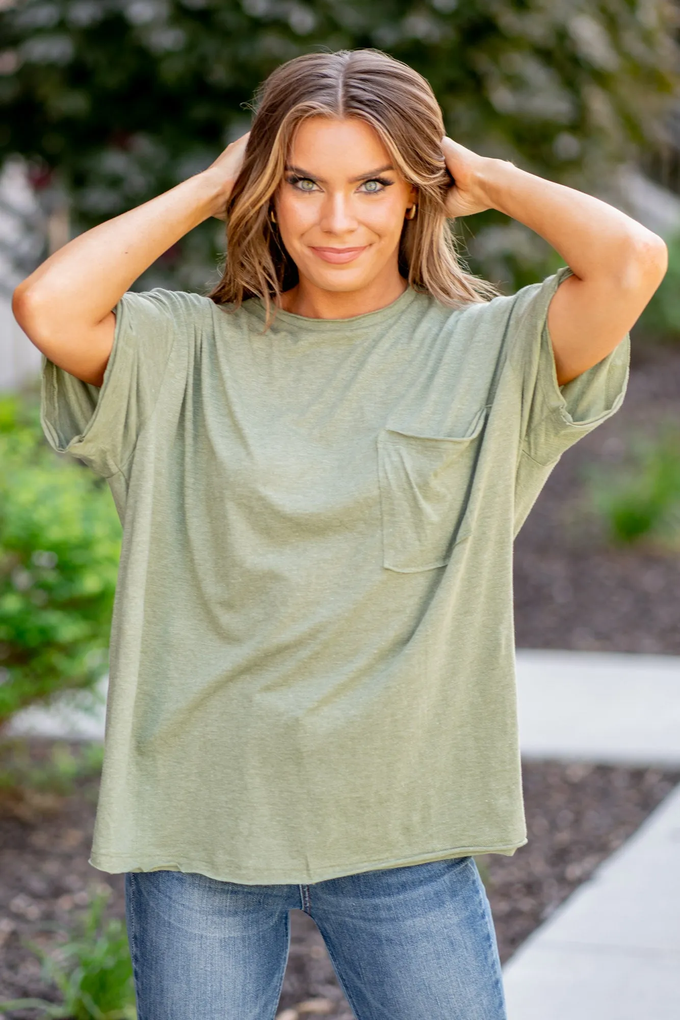 Drop Shoulder Oversized Front Pocket T-Shirt