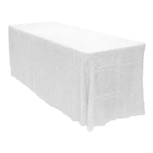 Elegant White Rectangular Tablecloth - Flurries Design, 90x132 Luxury Fabric