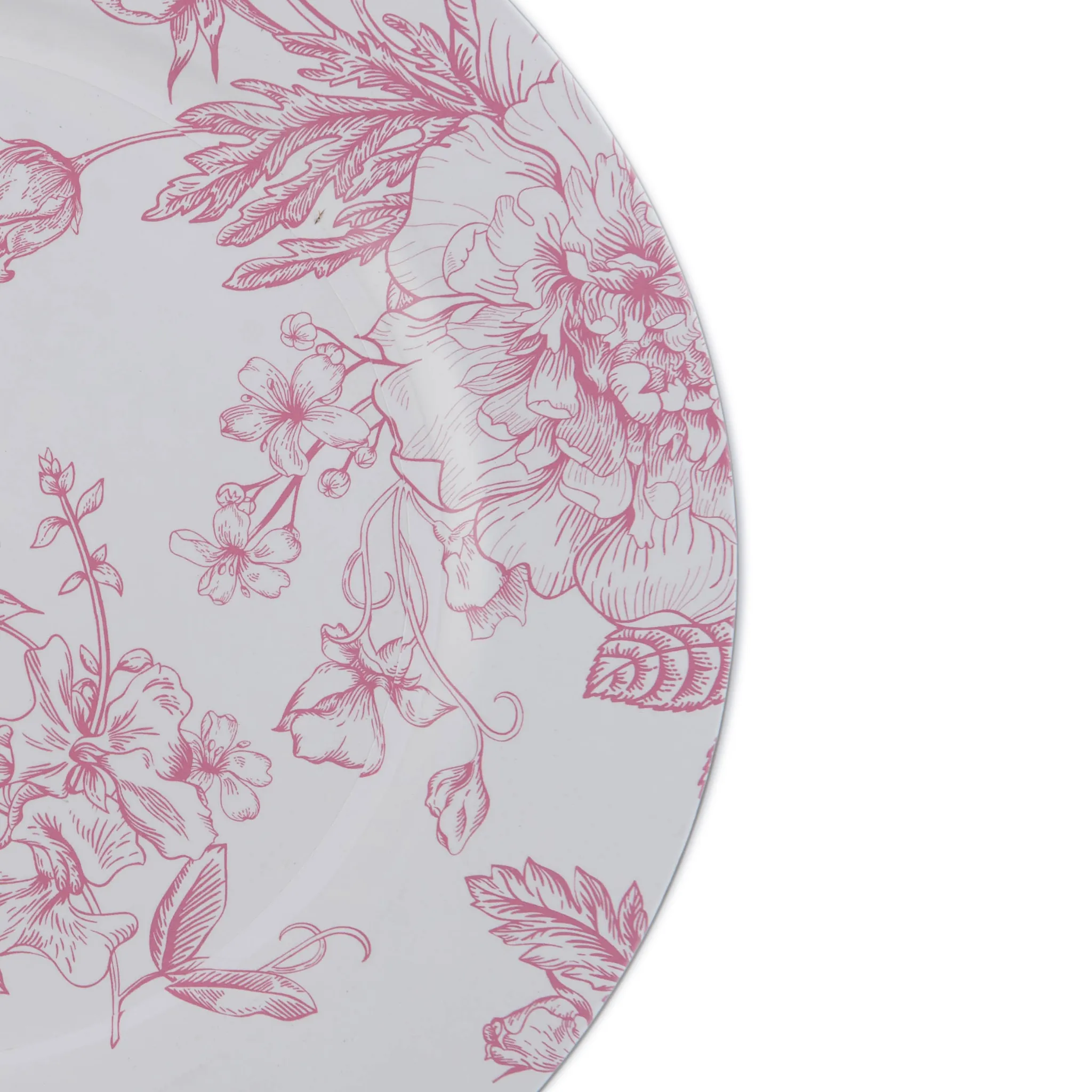 French Toile Acrylic Charger Plate - Pink