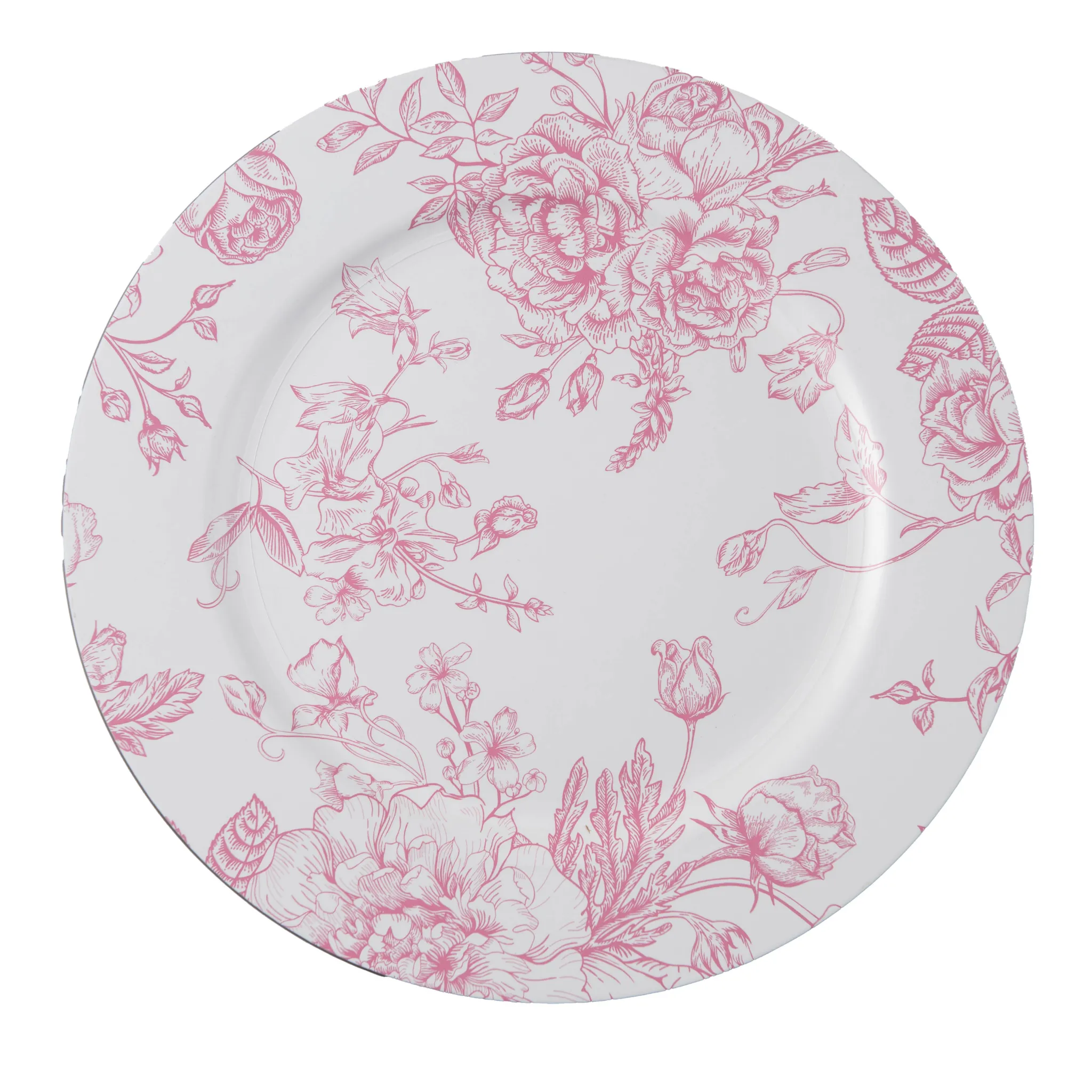 French Toile Acrylic Charger Plate - Pink