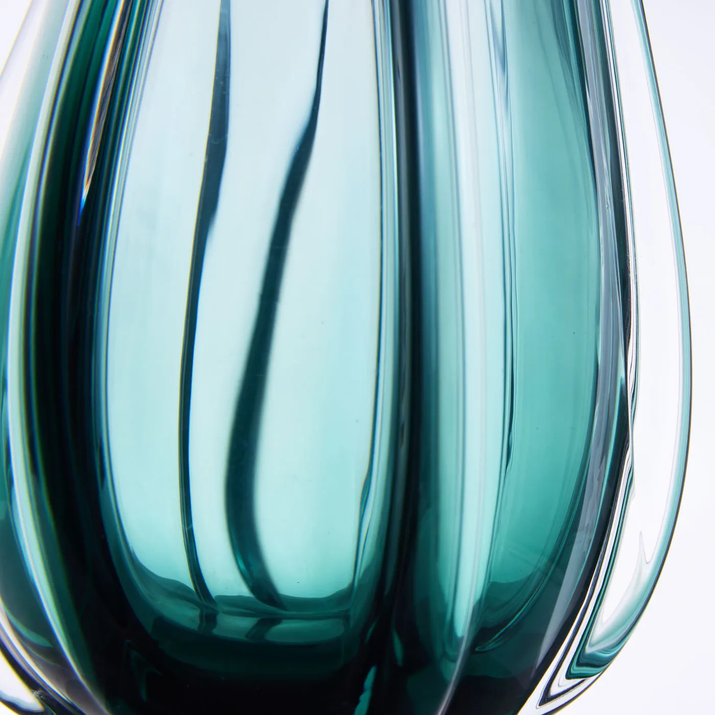 Hand Blown Laine Art Glass Vase - Forest Green Ombre 10-12.5 inch tall