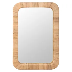 Hinata Rectangular Decorative Rattan Wrapped Mirror, Natural, 24x36