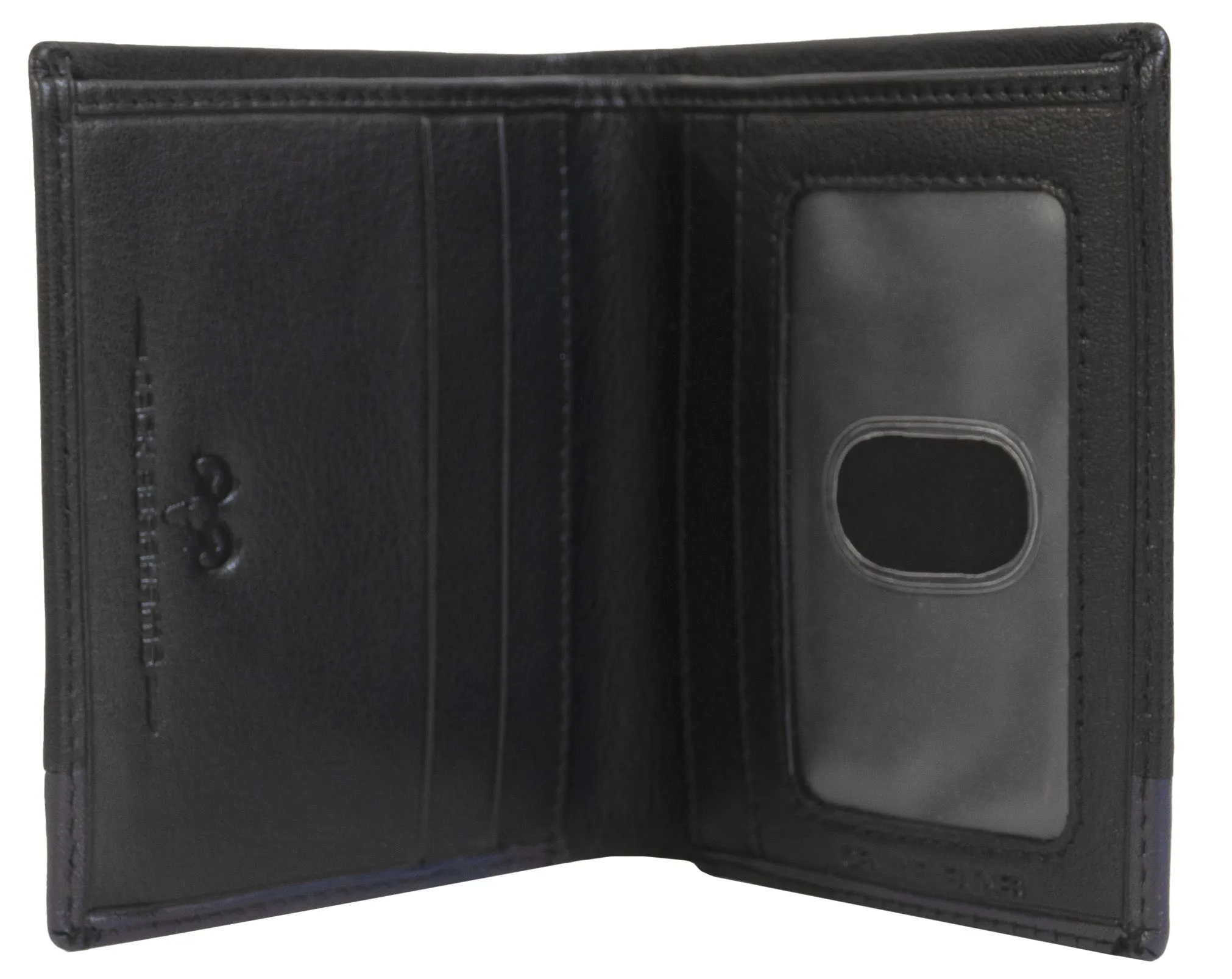 Jack Abrahams Goat Nappa Leather Bi-Fold Wallet with ID Window Black/Navy