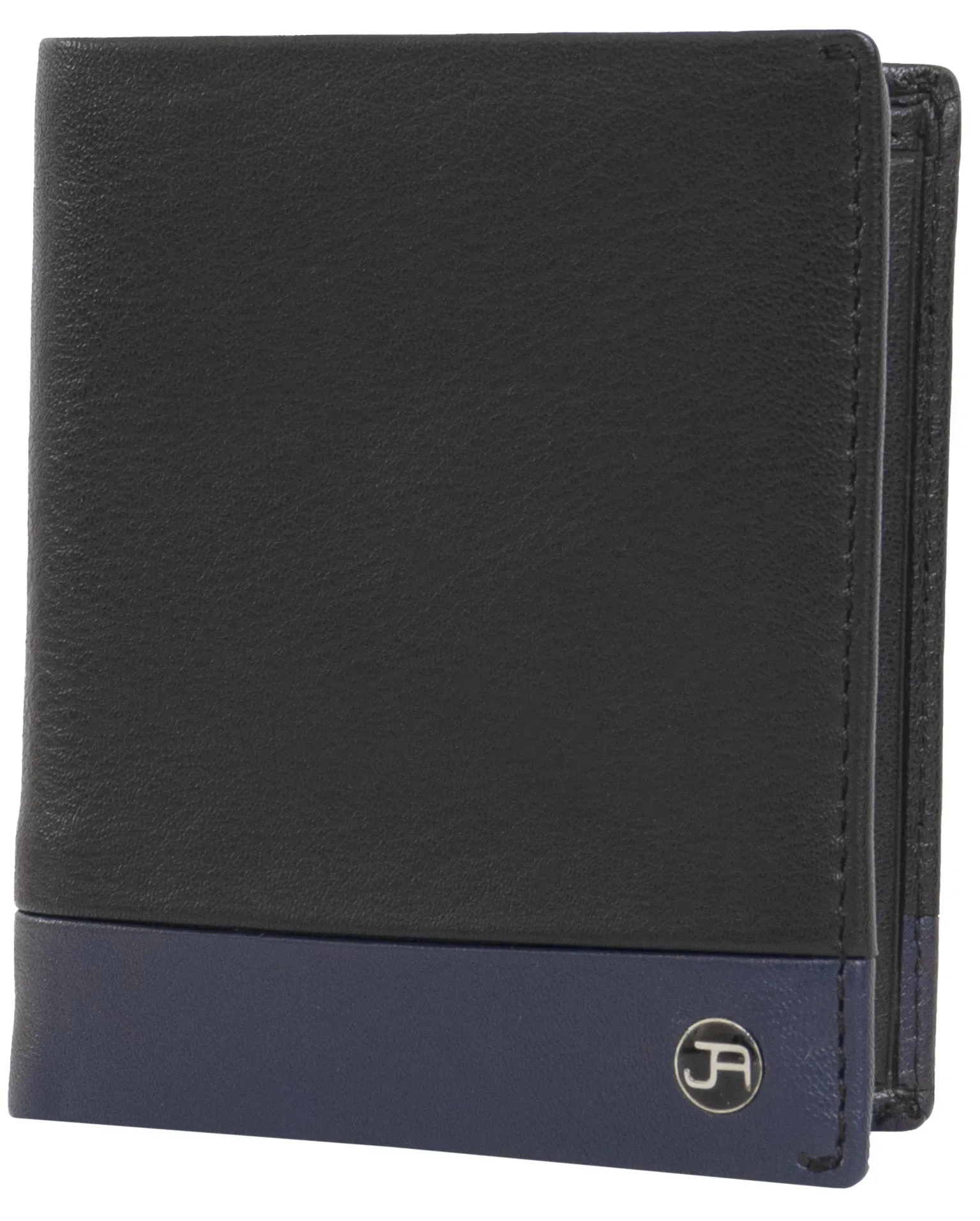 Jack Abrahams Goat Nappa Leather Bi-Fold Wallet with ID Window Black/Navy