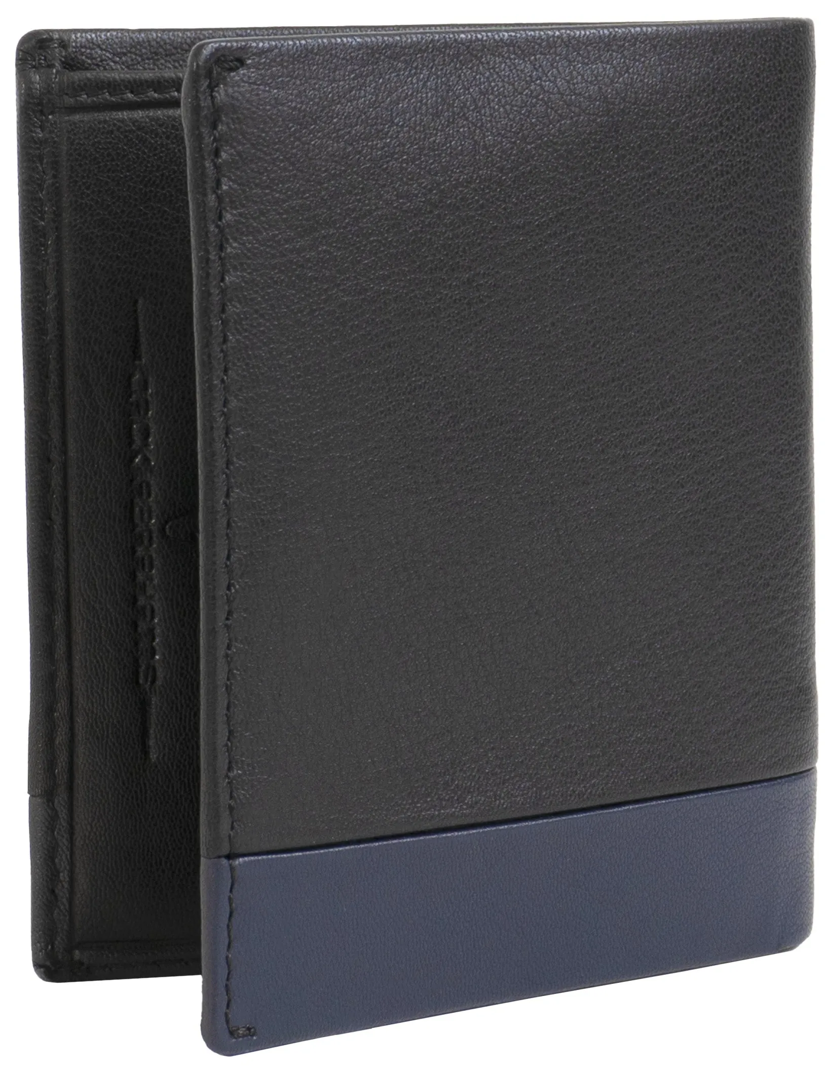 Jack Abrahams Goat Nappa Leather Bi-Fold Wallet with ID Window Black/Navy