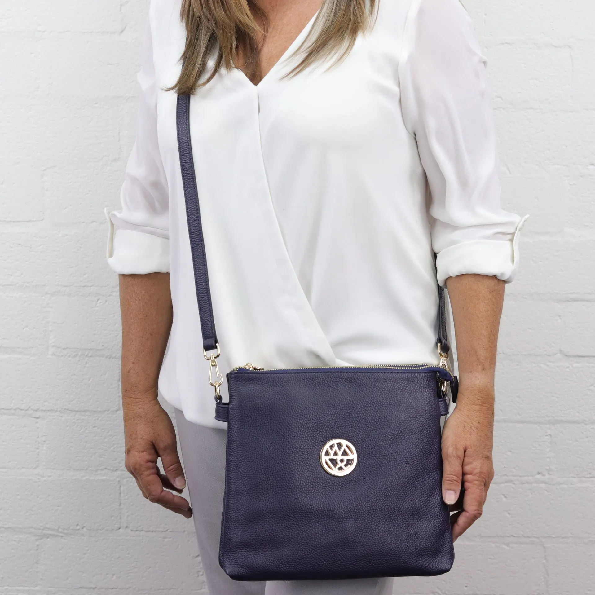 Jacqui leather or suede crossbody