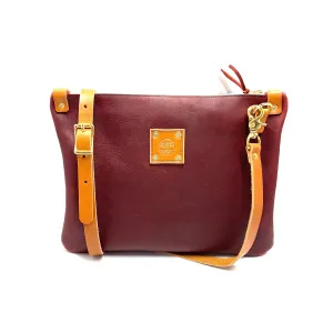 Leather Messenger Bag in Merlot