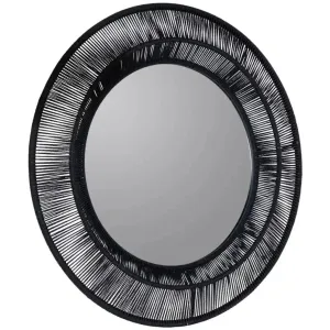 Nocturnal Whispers 35-in Round Woven Wall Mirror