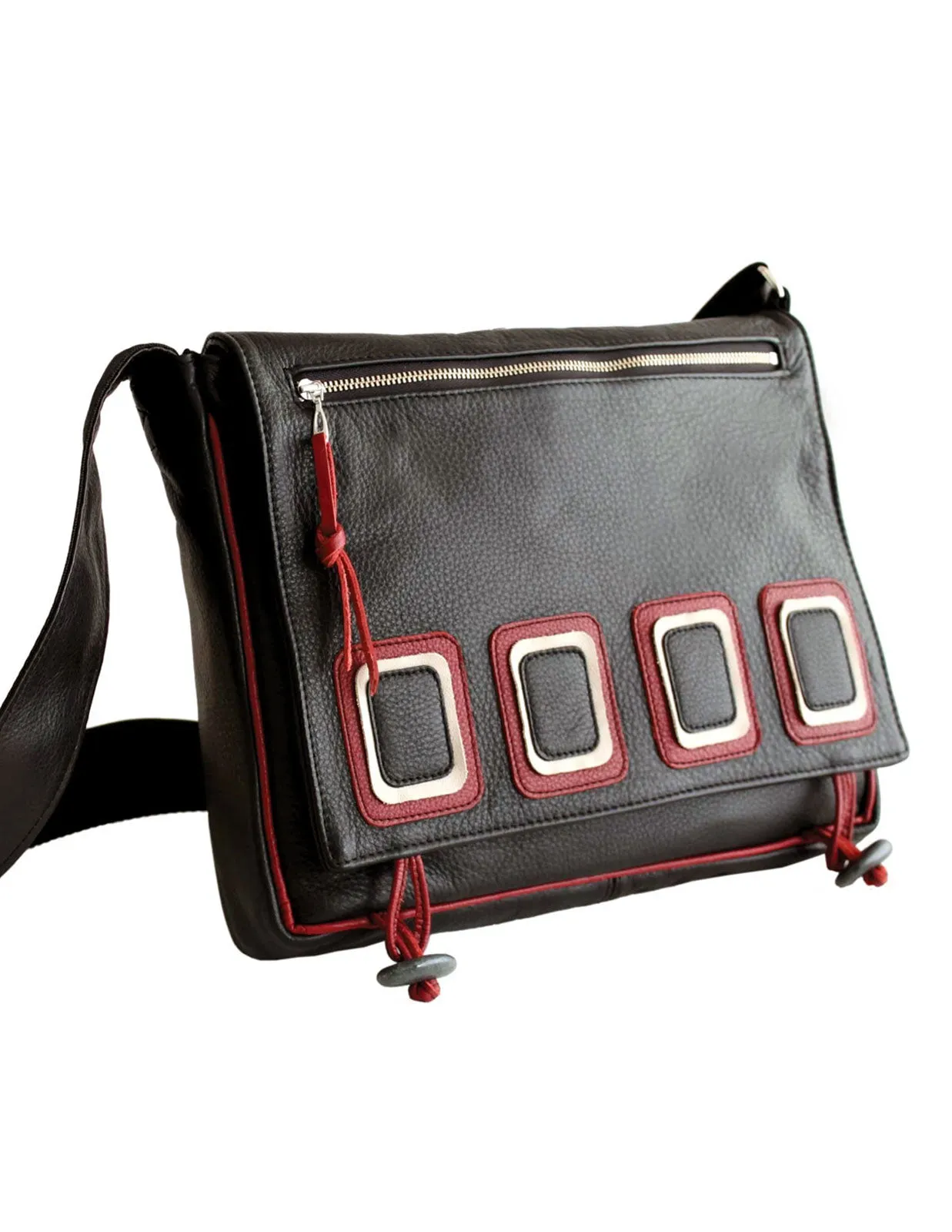 Op-Art College Bag - Stylish Leather Messenger Bag