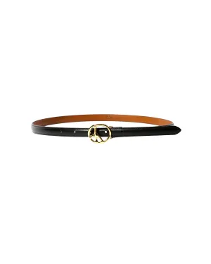 Peace Buckle Narrow Belt - Steer Leather Black