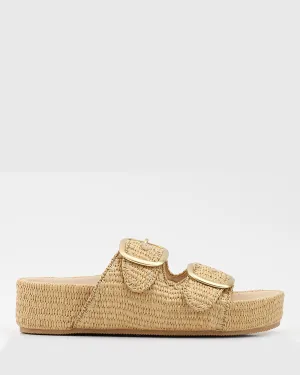 PRE-ORDER LYRY Raffia Platform Slide Sandals