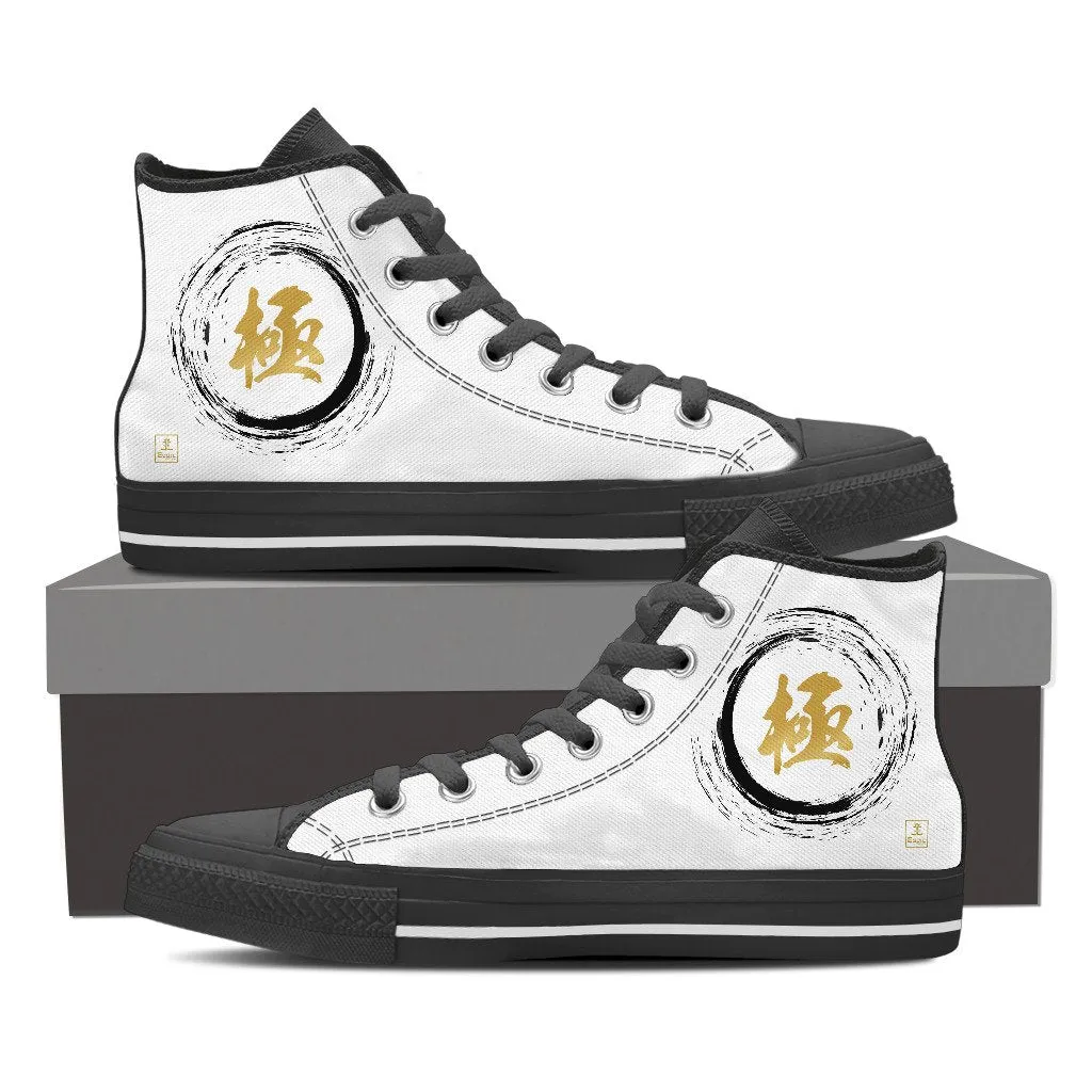 "Kiwami" - Extreme Kanji High Tops Shoes - White - Mens