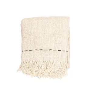 Soraya Cotton Throw Lines | Off-White | 235x130cm