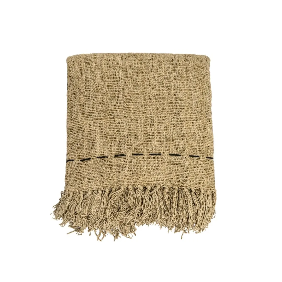 Soraya Cotton Throw Lines | Sand | 235x130cm