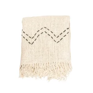 Soraya Cotton Throw Zigzag | Off-White | 235x130cm