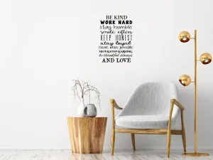 Work Hard & Be Kind Quotes Wall Decal Motivational Vinyl Art Stickers